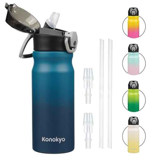 Image of Konokyo 18 oz Insulated Stainless Steel Sports Water Bottle with Straw Lid