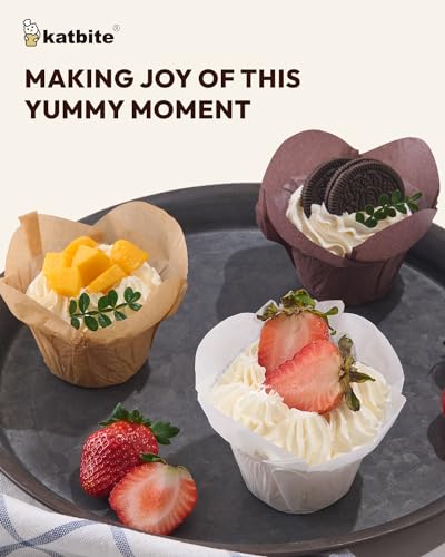 Katbite Lotus Tulip Cupcake Liners 200Pcs - Katbite Premium Parchment Baking Cups thumb #6
