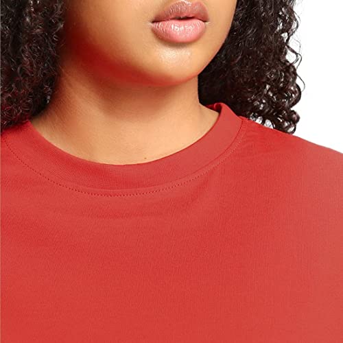 Image of Bewakoof Women's Solid 100% Cotton T-Shirt - Oversized Fit, Round Neck, Half Sleeves
