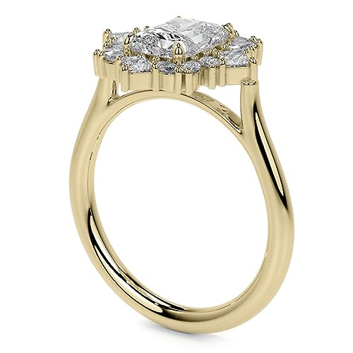 10K/14K/18K Solid Yellow Gold Radiant Cut Moissanite Wedding Ring Set 3 CT Prong Seting Bridal Engagement Ring for Women Solitaire Halo Style, Vintage Antique Anniversary Propose Gifts4