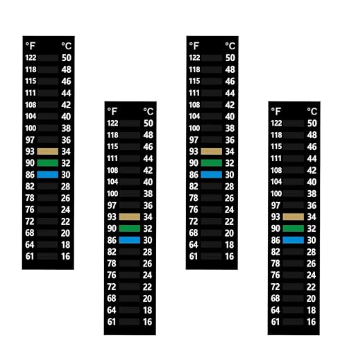 4Pcs Aquarium Strip,Fish Tank Temperature Gauge Stickers,Stick-on Temperature Monitor Strips,Betta Fish Tank Thermometer,Thermometer Stick on for Brewing Aquarium61-122℉(16-50°C)