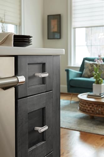 Image of Amerock 10 Pack 1-15 /16 inch Bar Pulls Satin Nickel Drawer Pull | 1-15 /16 Inches (49 mm) Overall Length Durable Carbon Steel Cabinet Hardware