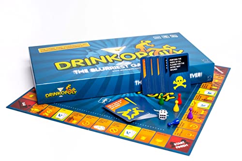 Drinkopoly – The King of Drinking Games – Combined Board/Table Party Games for Adults and Students with 50 Expansion Cards with Tasks, A Drinking Game Gift Set, English Manuals