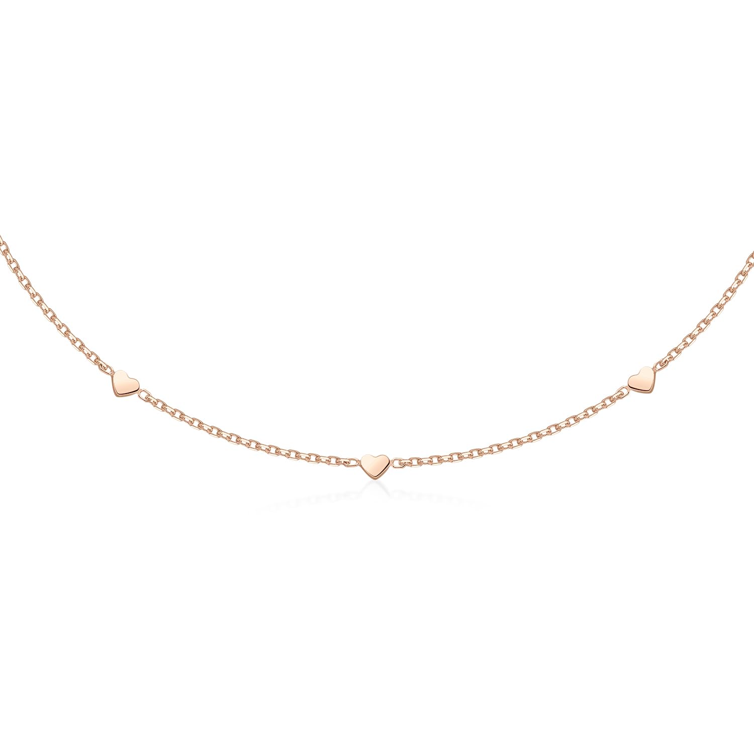 MATERIA by Matthias Wagner Herz Kette Damen - 925 Silber Halskette Choker in silber oder vergoldet 42-45cm