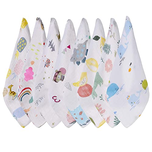 8Pcs Muslin Cloths Muslin Cloths for Baby Muslin Squares Baby Soft Face Towels for Facial Cleaning and Makeup Removal 30…