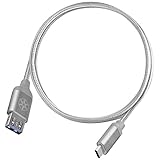 Conectores USV tipo C macho Silverstone SST-CPU05S-500 - Cable USB Reversible, Cable Tipo C a Tipo A de Nylon Trenzado de Extraordinaria dureza, sincronización de Datos y Carga de Alta Velocidad, 0,5 Metros, Plateado