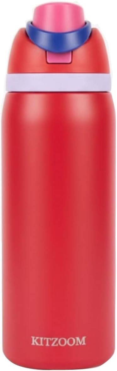 32 oz Insulated Stainless Steel Water Bottle with Straw - Leakproof, Reusable, Lightweight, Dishwasher Safe, BPA-Free, Hot 12H and Cold 24H, Perfect for work, travel, gym, sports (Red)