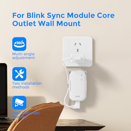 Tyeyober Support Mural pour Blink Sync Module Core,Support pour Module de synchronisation pour caméra de sécurité intérieure/extérieure Blink,sans perçage,avec câble Court,Support Facile à Installer – vue 2