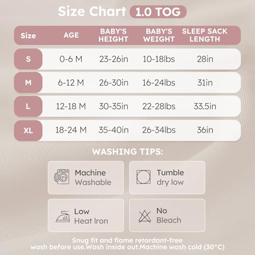 Image of Yoofoss Baby Sleep Sack 0-6 Months 1.0 Tog Sleep Sack Organic Cotton Wearable Blanket for Newborns 2-Way Zipper Quilted Sleeping Sacks(Small)