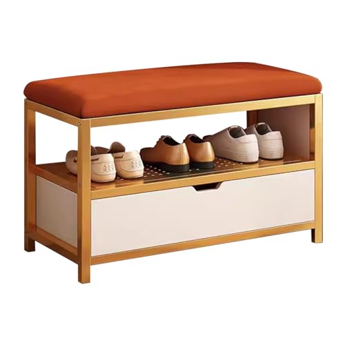 Banc à chaussures de rangement en métal à 2 niveaux pour chambre