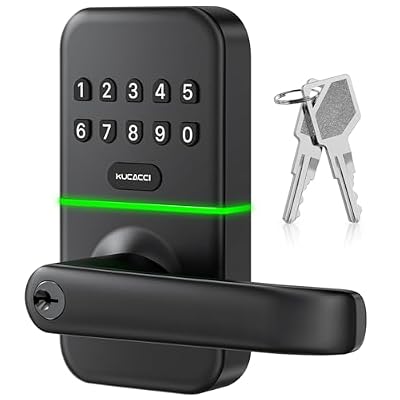 Smart Door Handle Lock with Keypad: Kucacci Keyless Entry Digital Knob for Front Door - Electronic Smart Lock with Keypad - Exterior Code Door Knob - Easy Installation