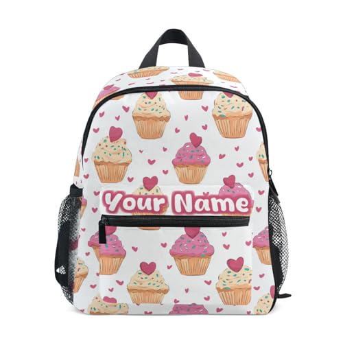 Custom Cute Cupcake Heart Preschool Backpack Sprinkles School Backpack Daycare Bookbag for Kids 3-8