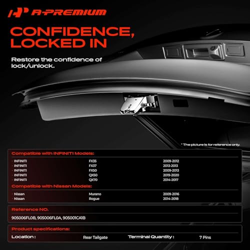 Image of A-Premium Trunk Latch Compatible with Infiniti FX35 2009-2012, FX50 2009-2013, FX37 2013, QX70 2014-2017, QX50 2019-2020 & Nissan Murano 2009-2016, Rogue 2014-2018, Rear Tailgate Lock Latch Actuator