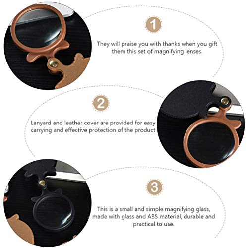 UKCOCO Mini Lupa Lupa de Bolso DobrÃ¡vel Lupa de Vidro Bigeye Com Coldre Protetor GiratÃ³rio Preto p