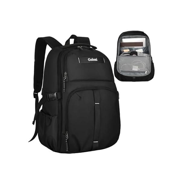 Goloni Airline Approved Travel Backpack 35L - Under Seat Carry On, Water Resistant 15.6 Inch Laptop Compartment for Men Women Work Travel,Black
