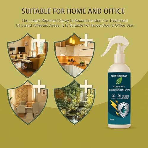Image of CLEANLEAF Lizard Repellent for Home Spray Pest Control | Made With Plants Oil, Irritant-Free, Chemical-Free | Baby Skin Safe Plant Safe | India's First Aerosol Based Herbal Lizard Repellent Spray (200 ML)