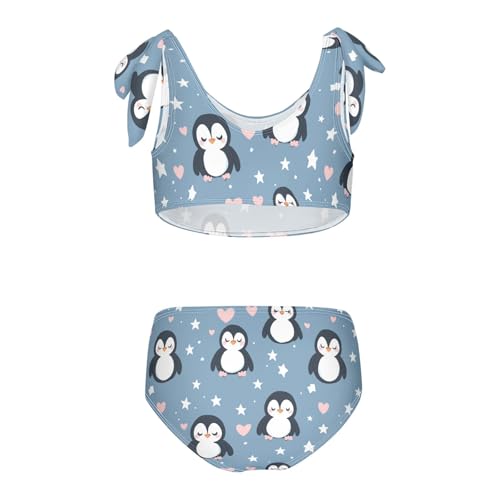 Wusikd Cute Penguins Girls Swimsuits Two Piece Pink Hearts Stars Swimwear Bikini Set for for Girls Size 3T2