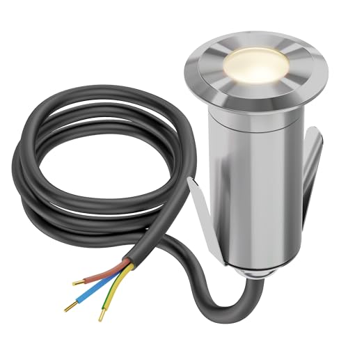 ledscom.de LED recessed Floor Light GLOX for Outdoors IP67, Aluminium, Round, 35mm diameter , Warm White, matt