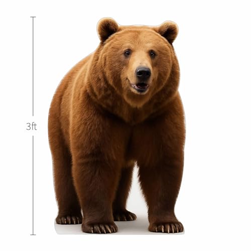 image for EZISHIPS Brown Bear 3FT Life Size Cardboard Cutout – A Fun Animal St