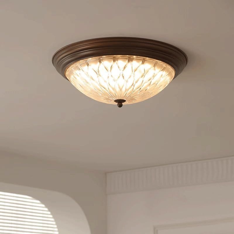 Nanyang Style Bedroom Glass Ceiling Lamps Retro Living Room Caramel Color Light LED Source Lamp Three-Color Dimmable Close to Lights for Restaurant Office Library image 5