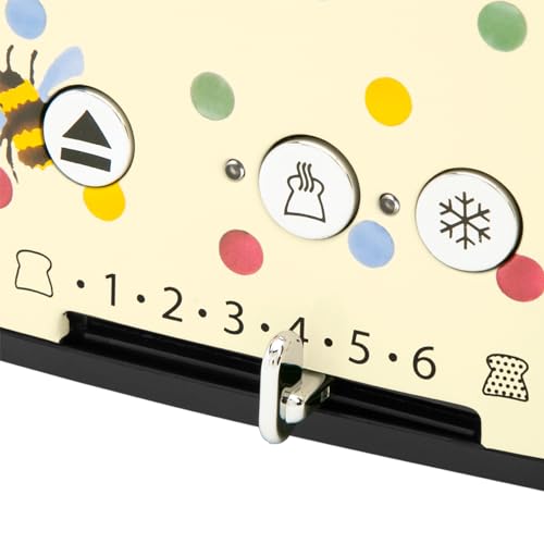 Russell Hobbs Emma Bridgewater Bumble Bee & Polka Dot 4 Slice Toaster (Countdown gauge shows time remaining, Independent & Wide Slots, Lift & look feature, 6 Browning settings, 2400W, Cream) 27250