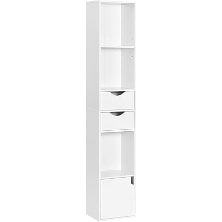 WOLTU Bücherregal Bücherschrank Schubladen Tür Standregal Büroregal 30x158x24 Cm