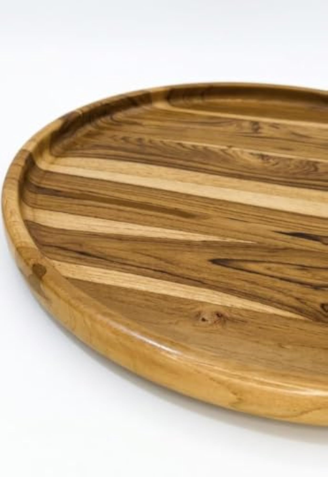 Handcrafted Premium Teak Wood Round Serving Tray