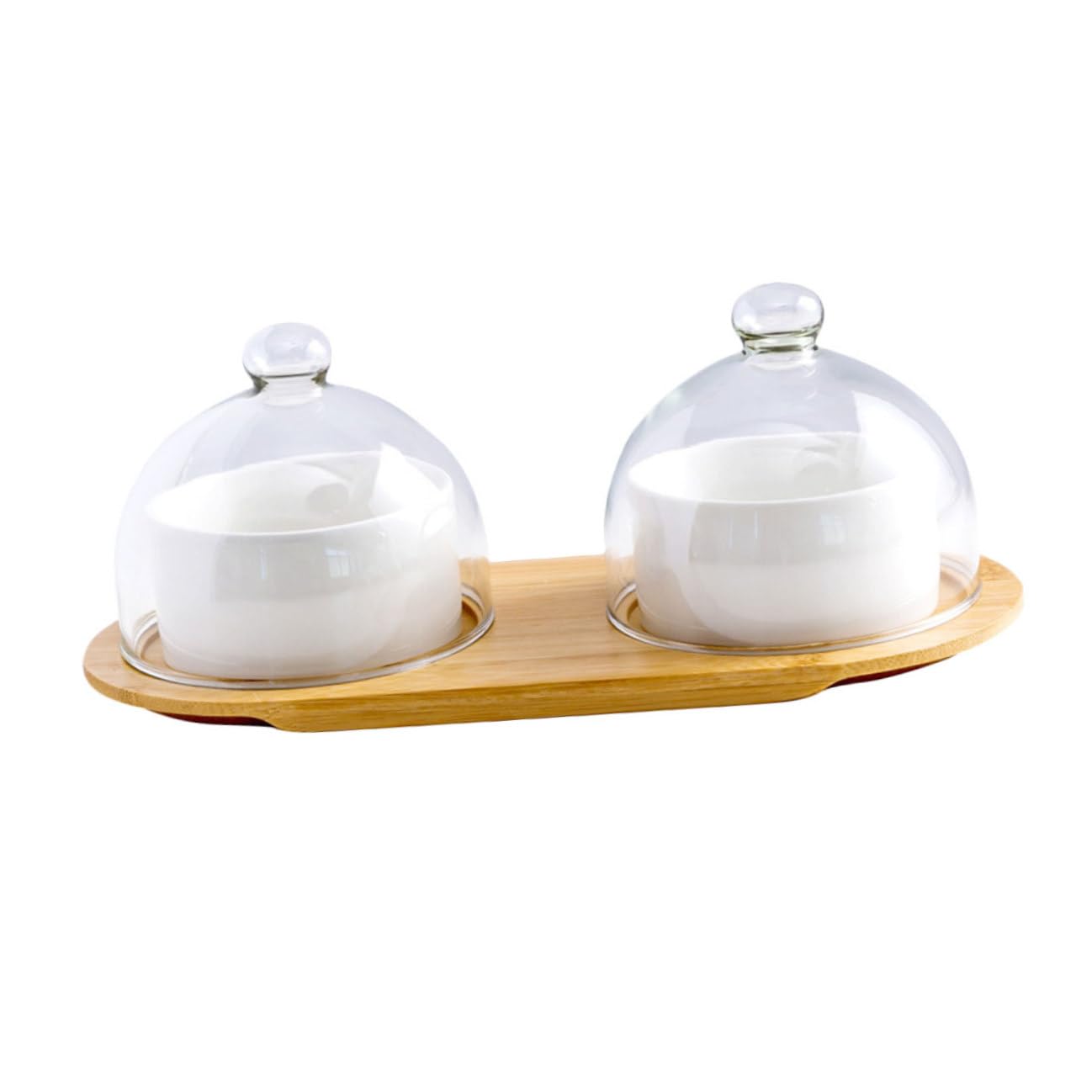 IMIKEYA 2 Juegos Bol para Postres y Frutas con Tapa Transparente y Bandeja para Hogar Hotel y Restaurante y Fácil de Limpiar