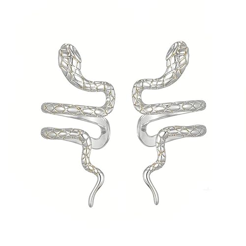 Titayen Snake Clip Ear Cuff Earrings, Zinc, Non-Pierced, Clip On, 2 Count - silver