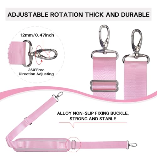 Image of 59 Inch Shoulder Straps, Soft with Ultra-Thick Fixed Shoulder Pad, Two Way Independently Adjustable Buckle Replacement Straps for Laptop Bag Messenger Bag Tool Bag Luggage,Pink