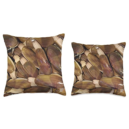 Seaside Snuggles Qpc Designs Razor Clams From The Pacific Northwest Throw Pillow, 18X18, Multicolor #TOP2