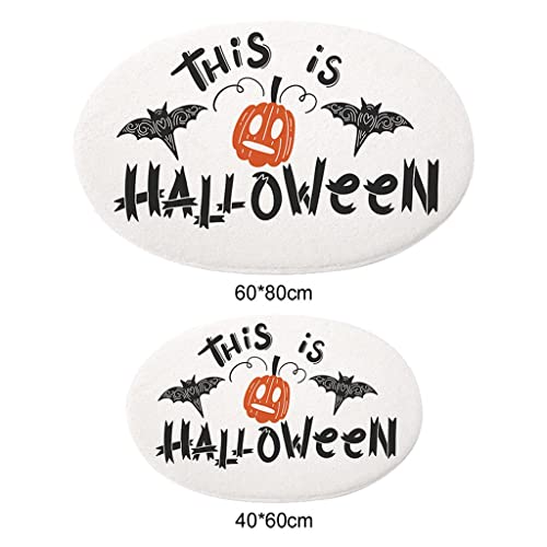 Image of Printed Oval Halloween Doormat Decorative Mat Halloween Decor Area Rug 40x60cm