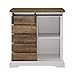 Walker Edison Willa Modern Farmhouse Sliding Single Slat Door Storage Console, 32 Inch, White and Rustic Oak