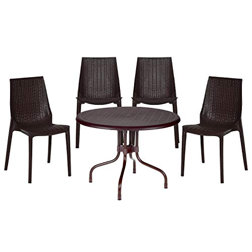 Supreme 4 Seater Chairs and Table (Plastic, Brown) (LuminaCherryGlobusBrown5)