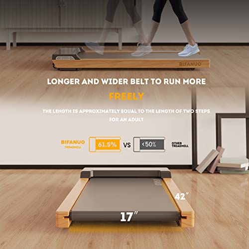 Under Desk Treadmill, Walking Pad 2.25HP, Wood Electric Light Weight Walking Treadmill, Desk Treadmill for Office Under Desk with Remote Control, Installation-Free(Light)