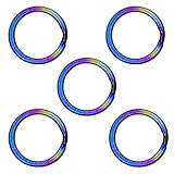 CLAN チタン製キーリングセット 軽量で錆びないキーリング (直径18mm 内径14mm 5点セット, 虹色)