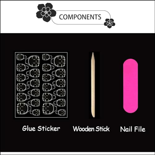 Image of Cottagecore Plaid Bow Press on Nails Medium Oval Fake Nails with Star Polka Dot Design Reusable Glossy Full Cover Stick on Nail for Women Manicure 24Pcs
