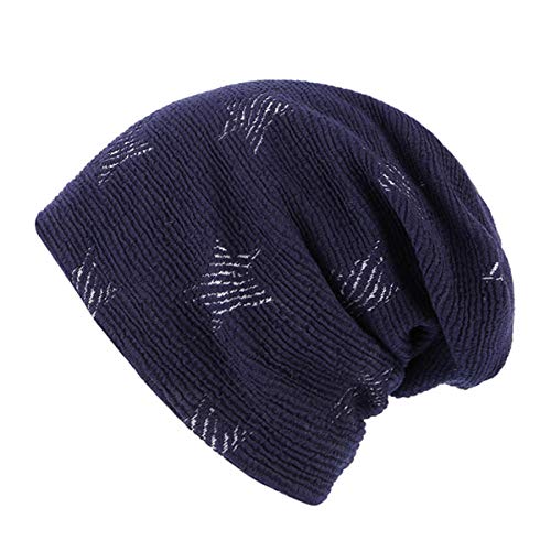 Bonnet tricoté chaud doublé épais style skullies avec masque visage à carreaux