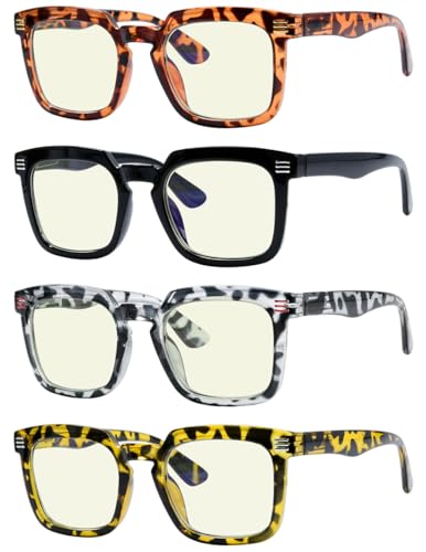 Image of Eyekepper 4-pack Reading Glasses Blue Light Blocking Square Computer Readers Women