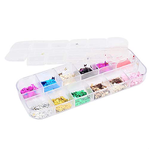 Paillettes d'art 12 Couleurs Papillon de Forme de Papillon Ongles 3D Paillettes Paillettes Paillettes Ongles décorations décorations de manucure DIY décor 3.5x3mm