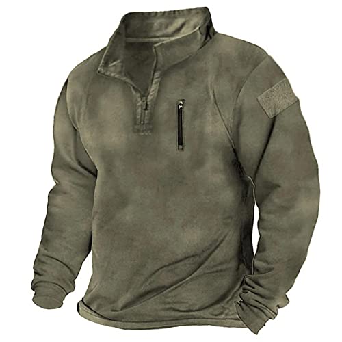 Sweat Tactique Militaire pour Hommes en Automne avec Col Montant Zipper Lâche XL
