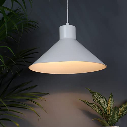 Image of MONI Lights Modern Pendant Ceiling Light for Living Room, Dining Room & Kitchen | Matte White Hanging Lamp | Home Decor Lighting Fixture for Bedroom & Cafe Ambience