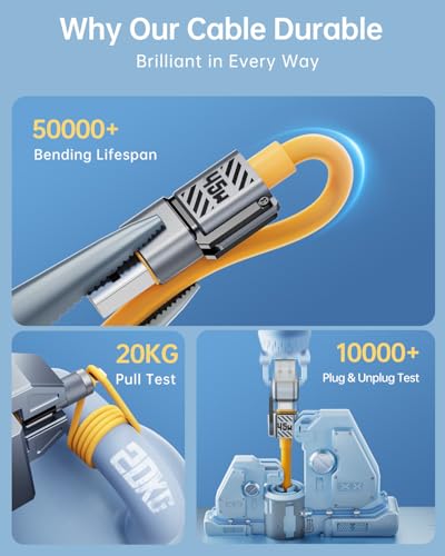 Image of 4 in 1 USB C Cable 45W 5FT Fast Charging & Data Transfer, Thicker Silicone Multi Charger Cord for iPhone iPad Charger Wire Combo with L /Type C /USB A for iPhone 16 /15 /Macbook (Yellow)