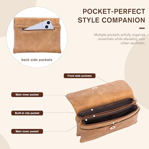 Small Crossbody Bags for Women, Suede Leather Cell Phone Purse with Adjustable Shoulder Strap, Small Phone Bag with Dubble Zipper Magnetic Closure, Vintage Brown Shoulder Bag for Travel Dating3