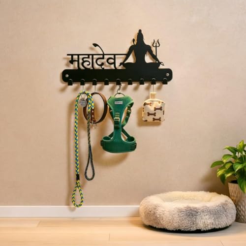 Image of Ventuos Metal Wall Mounted Key Holder with 6 Hooks, Mahadev Design, Key Organizer for Home Office Bedroom Entryway