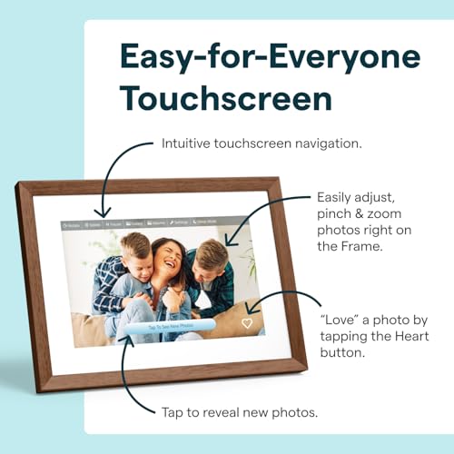 Image of Skylight Digital Picture Frame 2 - 10 inch Full HD Wi-Fi Touch Screen, 16GB Digital Photo Frame, Load Photos & Videos Directly from Phone, Anti-Glare - Ideal for Personalized Gifting, Walnut