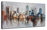 Arjun Brooklyn Bridge Wall Art Modern New York Abstract Canvas Cityscape Painting Large Framed,...