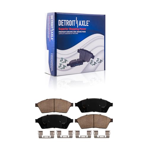 Image of Detroit Axle - Front Brake Pads for 10-16 Cadillac SRX, 11 Saab 9-4X, Ceramic Brake Pads w /Hardware 2010 2011 2012 2013 2014 2015 2016 Replacement
