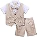 Produktbild mintgreen Baby Jungs Herren Smoking Anzug Zwei Stücke Kurzarm Outfit Sets, Khaki, 3-4 Jahre (Herstellergröße: 110)