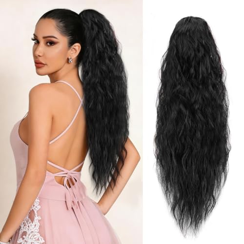 22 Inch Wavy Curly Claw Clip Ponytail Extension Fluffy Heat Resistant Synthetic Hair Extensions...